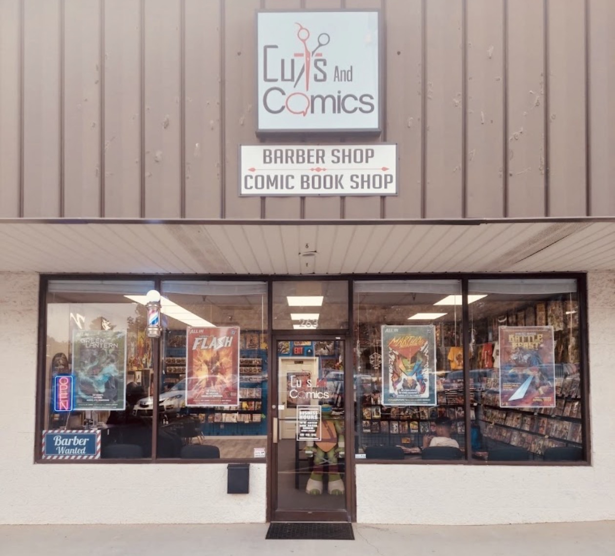 Cuts And Comics storefront — barber shop and comic book store in Newnan, GA