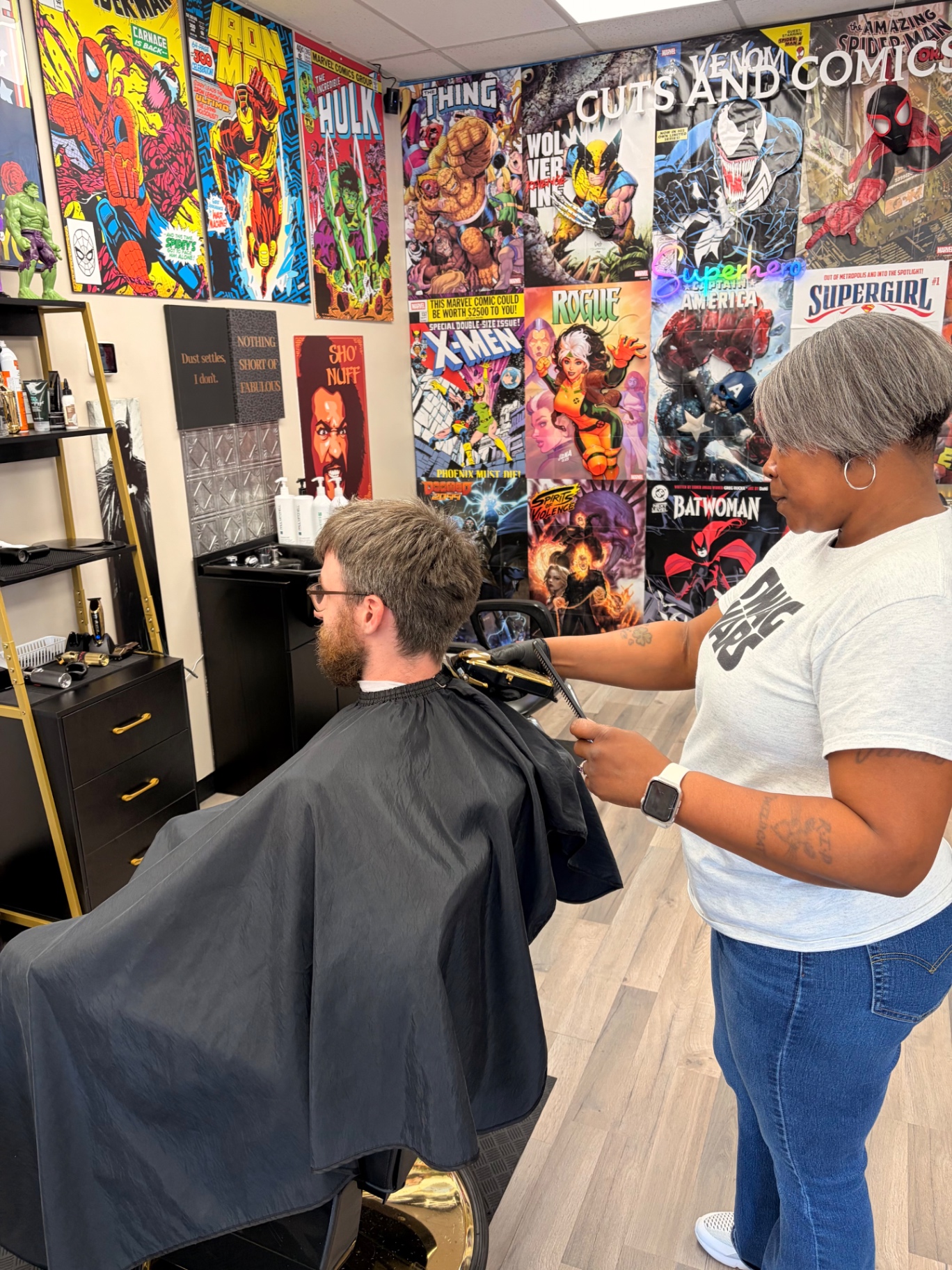 Inside the barbershop side of Cuts And Comics