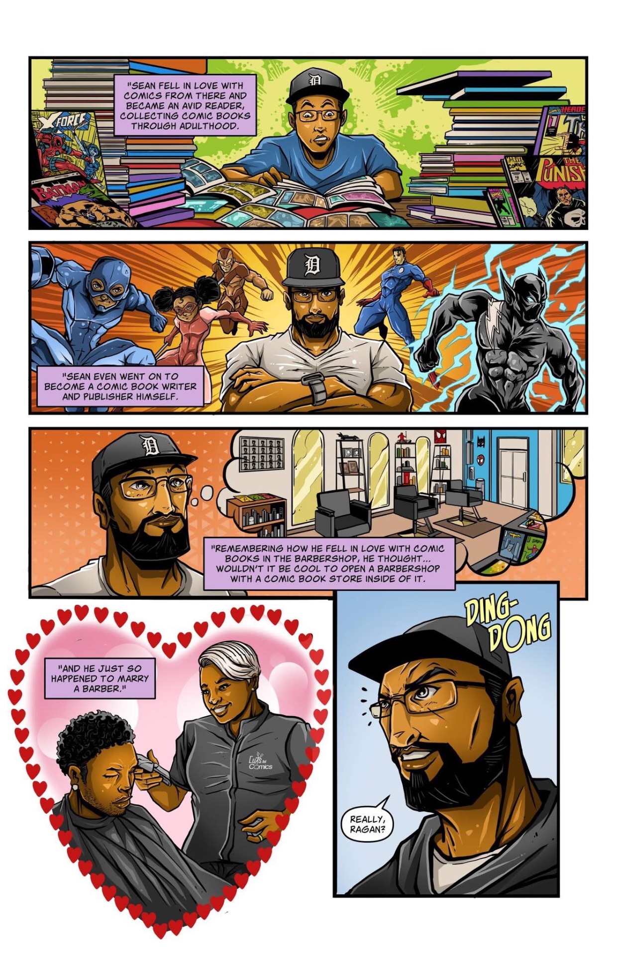 Ragan retells the story — young Sean discovering comic books at the barbershop